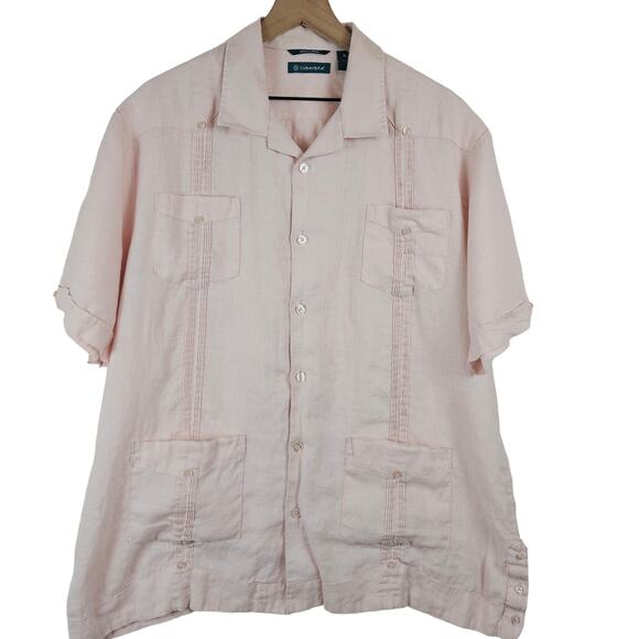 Cubavera linen beachy resort button down, pink,‎ men's XL - Picture 1 of 3